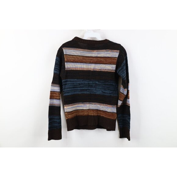 Vintage 70s Streetwear Womens XS Knit Fair Isle Crewneck Sweater Earth Tone - Picture 10 of 12